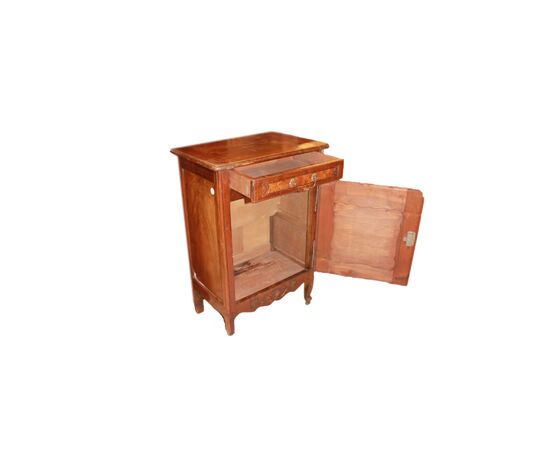 Piccola Credenza Provenzale in legno di noce e olmo ad 1 anta