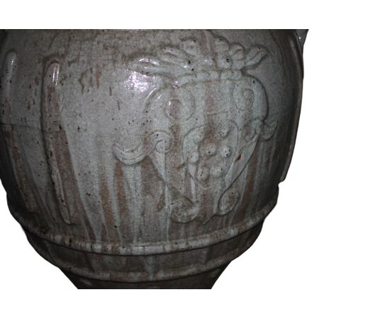 Pair of large antique glazed terracotta jars from the early 1900s