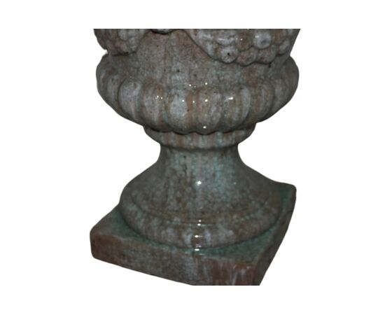 Pair of large crater vases from the early 1900s in glazed terracotta