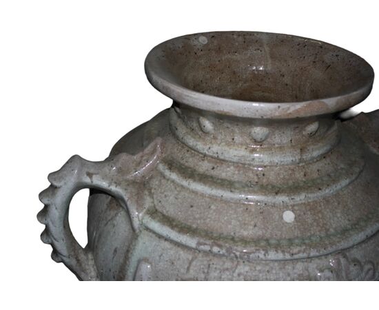 Pair of large antique glazed terracotta jars from the early 1900s