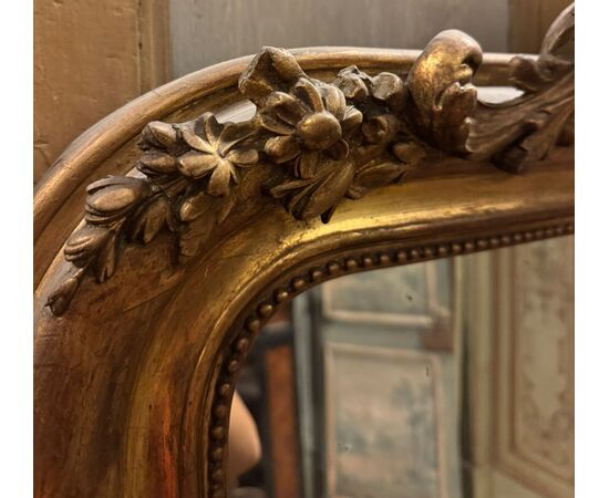 SPECC570 - Antique gilded mirror, '7/'800 period, measures cm W 101 x H 185