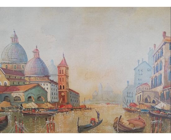 Italian oil on canvas Depicting a Venetian scene by Antonio Molinari 1902 - 1995