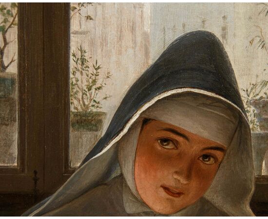 Ferdinando Brambilla (Milan, 1838-1921), Reading Nun