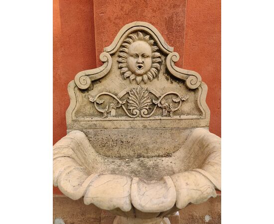 Prestigiosa fontana in marmo nembro - H 170 cm - Venezia