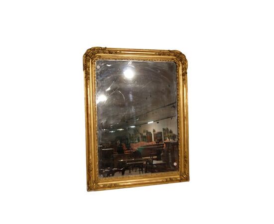 Large French mirror from the 1800s, gilded with gold leaf