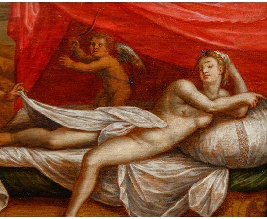 Workshop of Lambert Sustris (1515-1520 –1584 approx.), Venus and Cupid Spied on by a Satyr