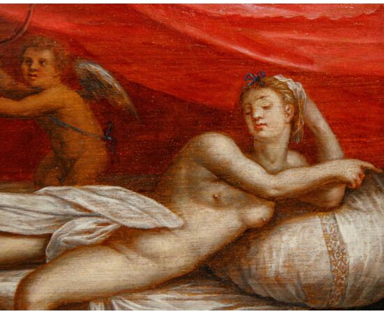 Workshop of Lambert Sustris (1515-1520 –1584 approx.), Venus and Cupid Spied on by a Satyr
