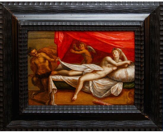 Workshop of Lambert Sustris (1515-1520 –1584 approx.), Venus and Cupid Spied on by a Satyr