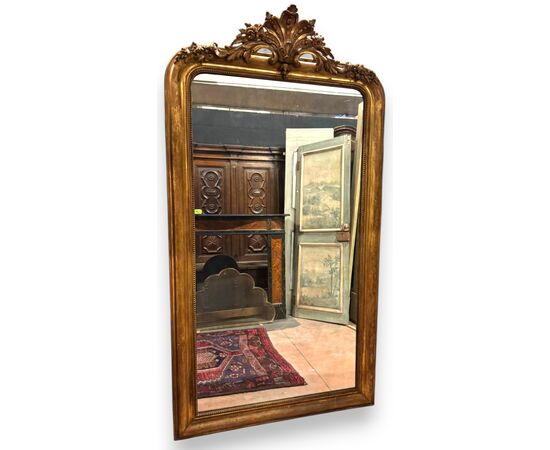 SPECC570 - Antique gilded mirror, '7/'800 period, measures cm W 101 x H 185