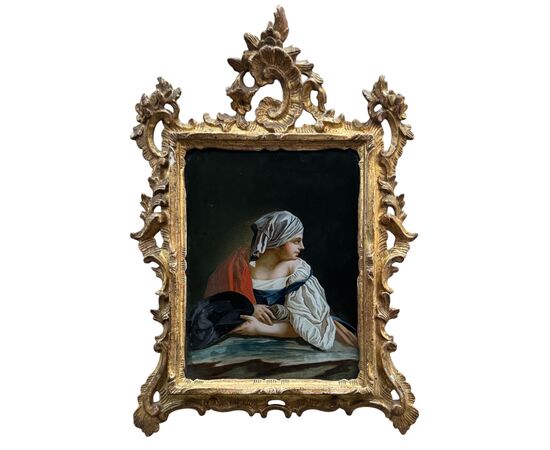 GLASS PAINTING "FEMALE FIGURE" – VENICE 18TH CENTURY