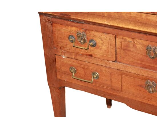 Late 18th-century French drop-front desk in inlaid walnut wood