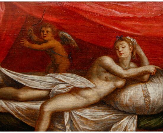 Workshop of Lambert Sustris (1515-1520 –1584 approx.), Venus and Cupid Spied on by a Satyr