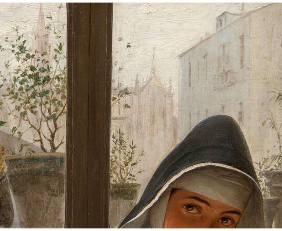 Ferdinando Brambilla (Milan, 1838-1921), Reading Nun