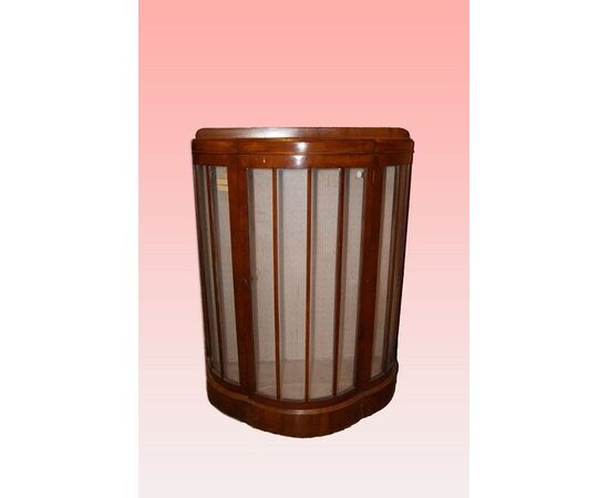 Antique English Art Deco Walnut Display Cabinet from the early 1900s