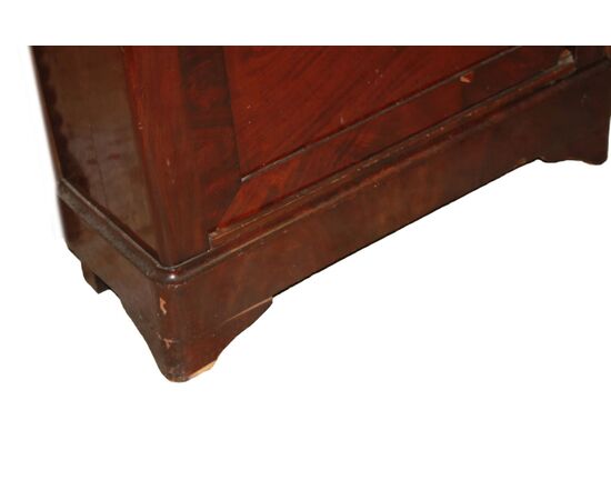 French bookcase display cabinet, Directoire style, mahogany feather, 19th century