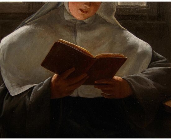 Ferdinando Brambilla (Milan, 1838-1921), Reading Nun