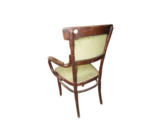 Antique Thonet armchair from the early 1900s in walnut-stained bent beech wood