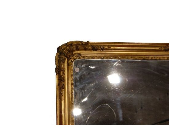 Large French mirror from the 1800s, gilded with gold leaf