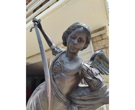 Monumentale scultura - San Michele arcangelo in bronzo - H 148 cm - Venezia