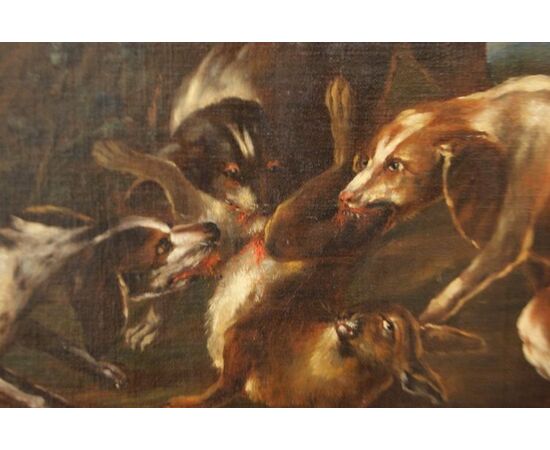 Pair of Italian 17th-century oil on canvas "Hunting Scenes"