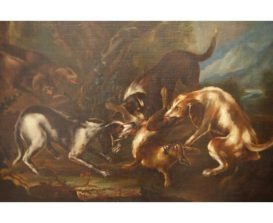 Pair of Italian 17th-century oil on canvas "Hunting Scenes"