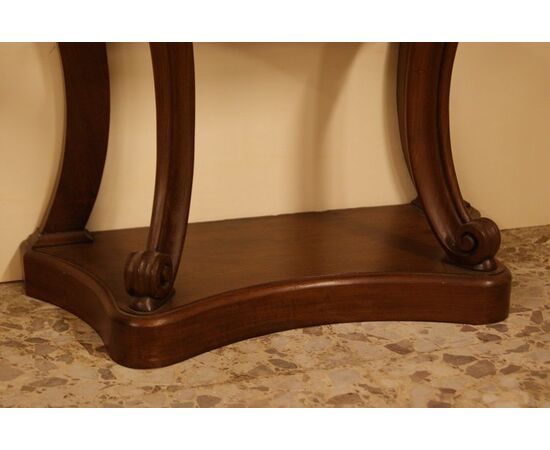 Antique small French Louis Philippe console table from the 1800s in mahogany wood