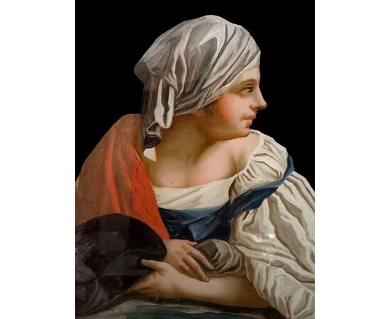 GLASS PAINTING "FEMALE FIGURE" – VENICE 18TH CENTURY