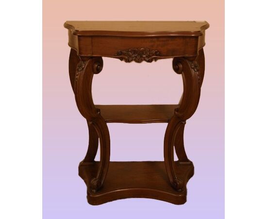 Antique small French Louis Philippe console table from the 1800s in mahogany wood
