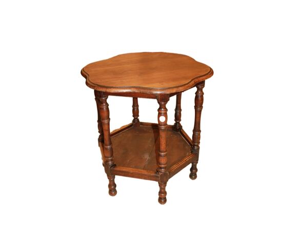 Tavolino francese a Petalo del 1800 In Legno di Noce