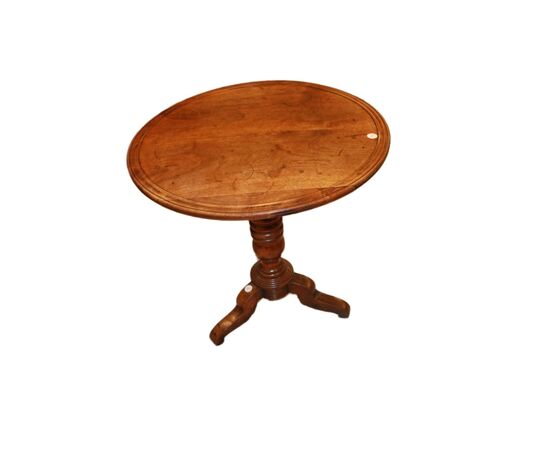 Tavolino a Vela Circolare Francese in Legno di noce seconda metà 1800