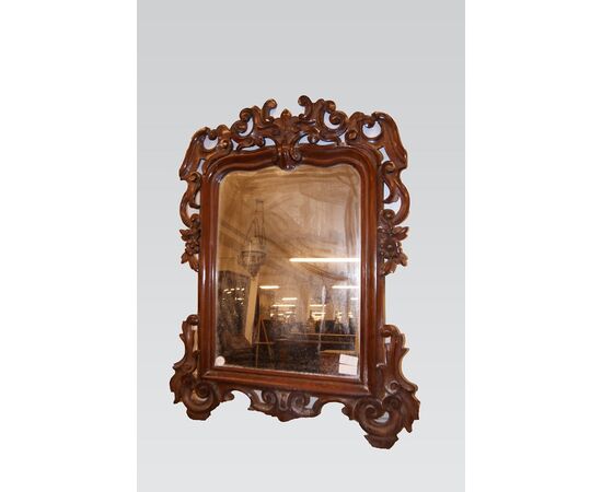 Louis Philippe style mahogany mirror, richly carved