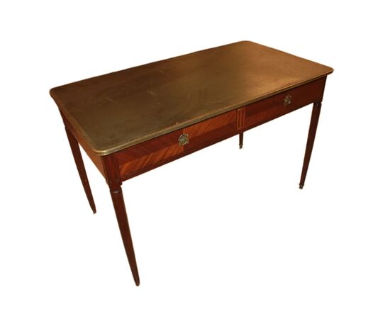Louis XVI Style Desk from the 1800s with Green Leather Top