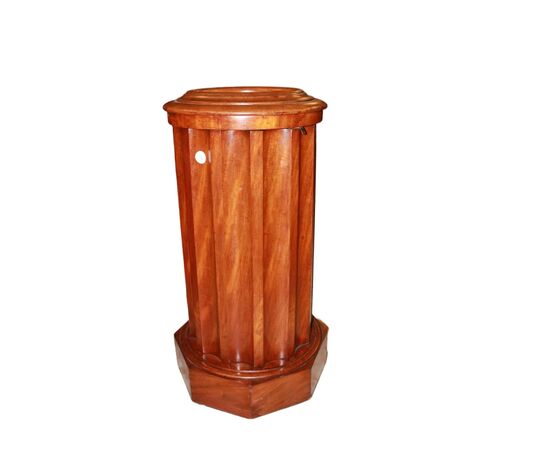 1800s French Column Bedside Table with Marble
