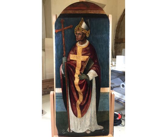 Painting on Wood: St. Claudius Bishop, 15th Century