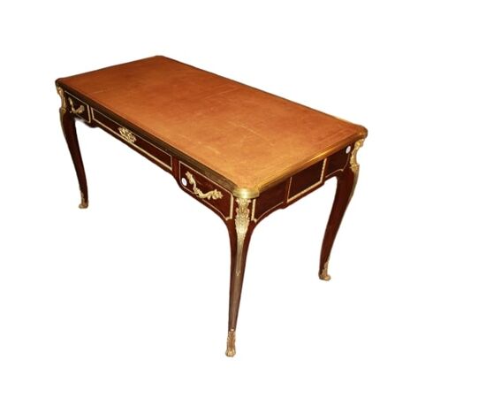 French desk, François Linke school, Louis XV style in mahogany wood