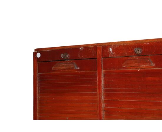 Early 1900s Office Cabinet with Rolling Shutters for Document Storage