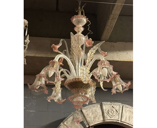 LAMP248 - Elegante lampadario in vetro di Murano, epoca '8/'900, misure diametro cm 80 x H 90