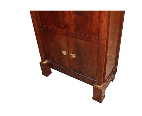 19th century Empire style mahogany feather secretaire with doors