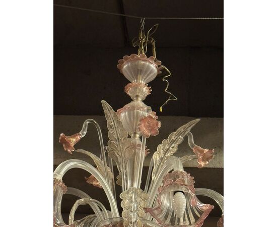 LAMP248 - Elegante lampadario in vetro di Murano, epoca '8/'900, misure diametro cm 80 x H 90