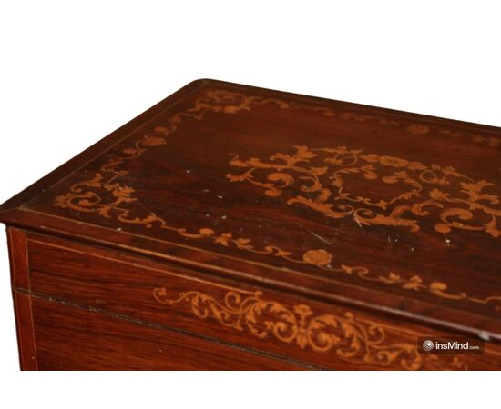 Charles X Style Liquor Box from the 1800s with Inlays, Glasses and Bottles