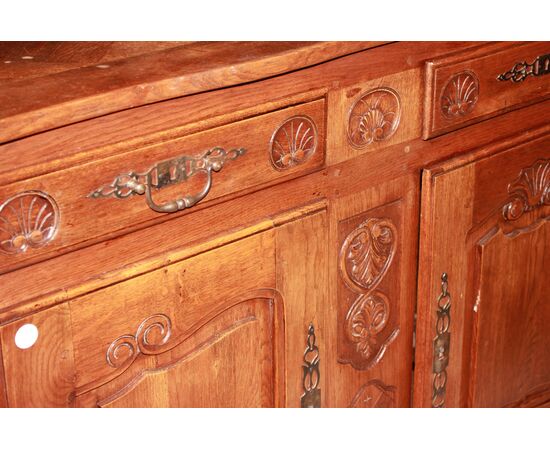 Large late 1800s Provençal sideboard with 3 doors in oak wood