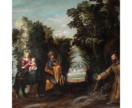 Italian Master (17th century) - The Flight into Egypt Appears to St. Francis.