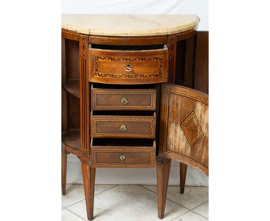 Pair of antique Louis XVI Neapolitan demi-lune sideboards belonging to the second half of the 18th century.