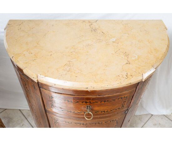 Pair of antique Louis XVI Neapolitan demi-lune sideboards belonging to the second half of the 18th century.