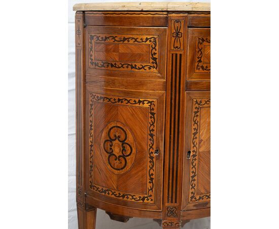 Pair of antique Louis XVI Neapolitan demi-lune sideboards belonging to the second half of the 18th century.