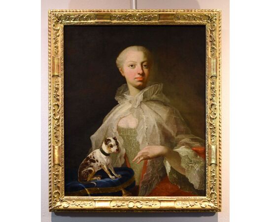 Portrait of a noblewoman with a small dog, Louis Michel van Loo (Toulon 1707 – Paris 1771)