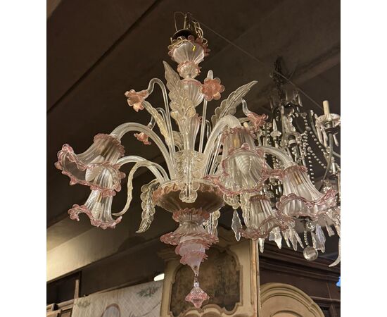 LAMP248 - Elegante lampadario in vetro di Murano, epoca '8/'900, misure diametro cm 80 x H 90