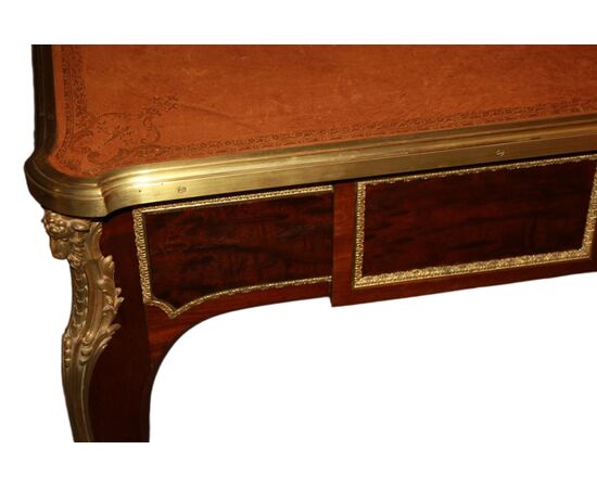 French desk, François Linke school, Louis XV style in mahogany wood