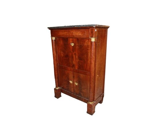 19th century Empire style mahogany feather secretaire with doors
