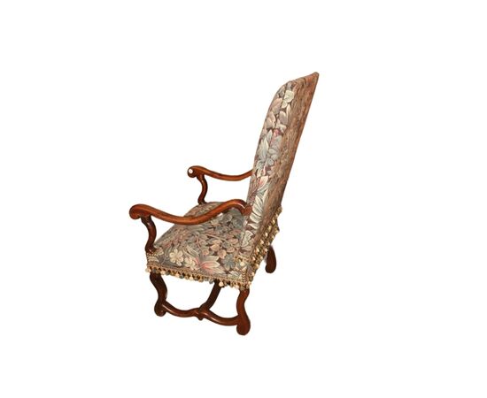 Pair of late 1800s walnut high-backed armchairs